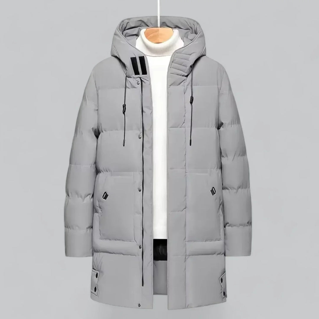 Parka longue matelassée pour homme | Manteau d'hiver isolé à capuche pour temps froid