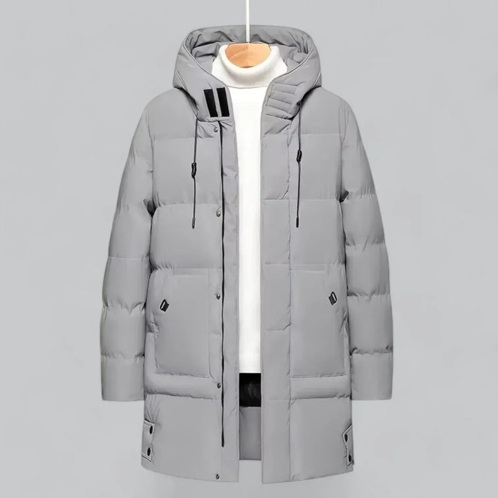 Parka longue matelassée pour homme | Manteau d'hiver isolé à capuche pour temps froid
