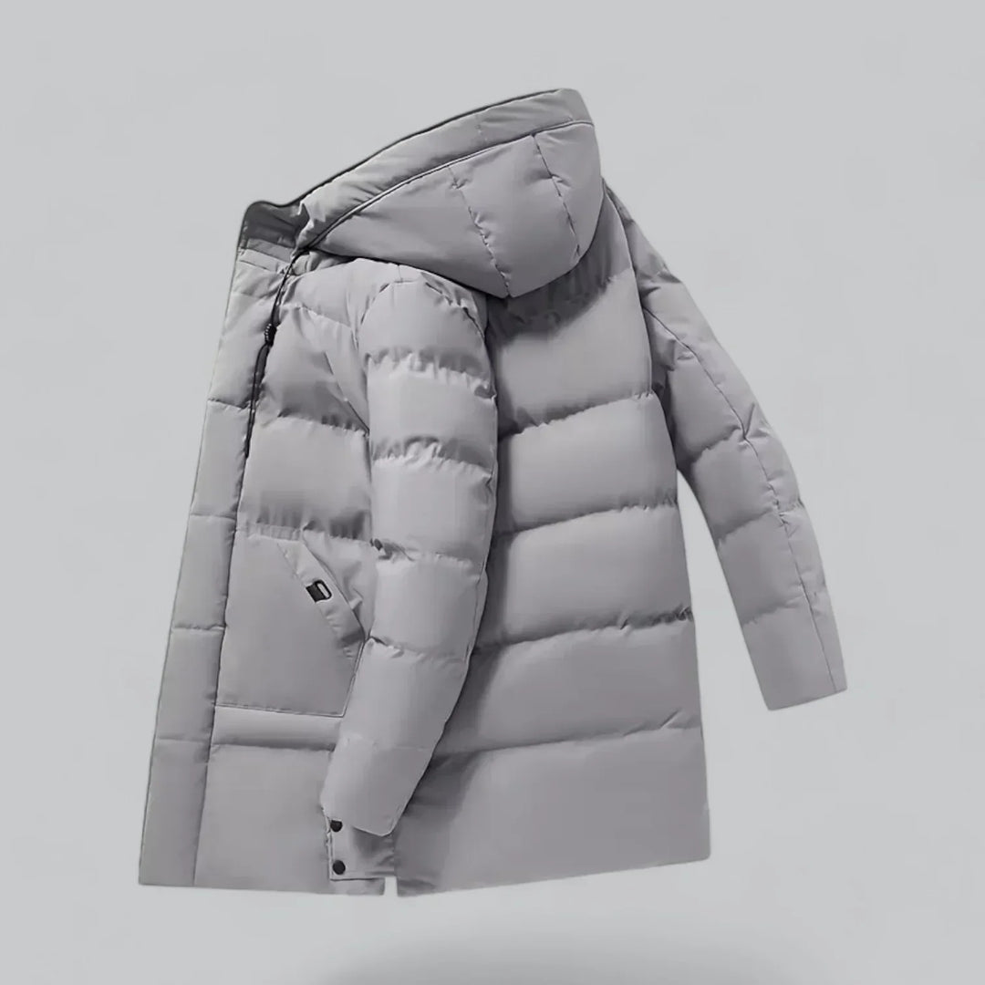 Parka longue matelassée pour homme | Manteau d'hiver isolé à capuche pour temps froid