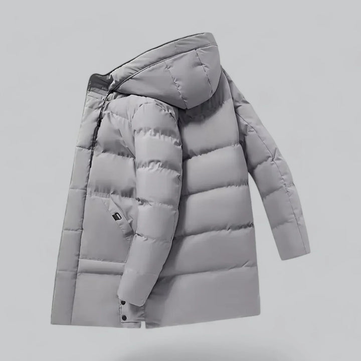 Parka longue matelassée pour homme | Manteau d'hiver isolé à capuche pour temps froid