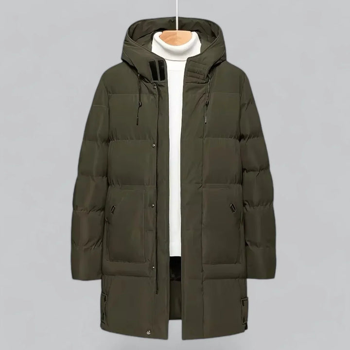 Parka longue matelassée pour homme | Manteau d'hiver isolé à capuche pour temps froid