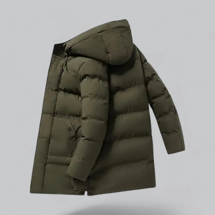 Parka longue matelassée pour homme | Manteau d'hiver isolé à capuche pour temps froid