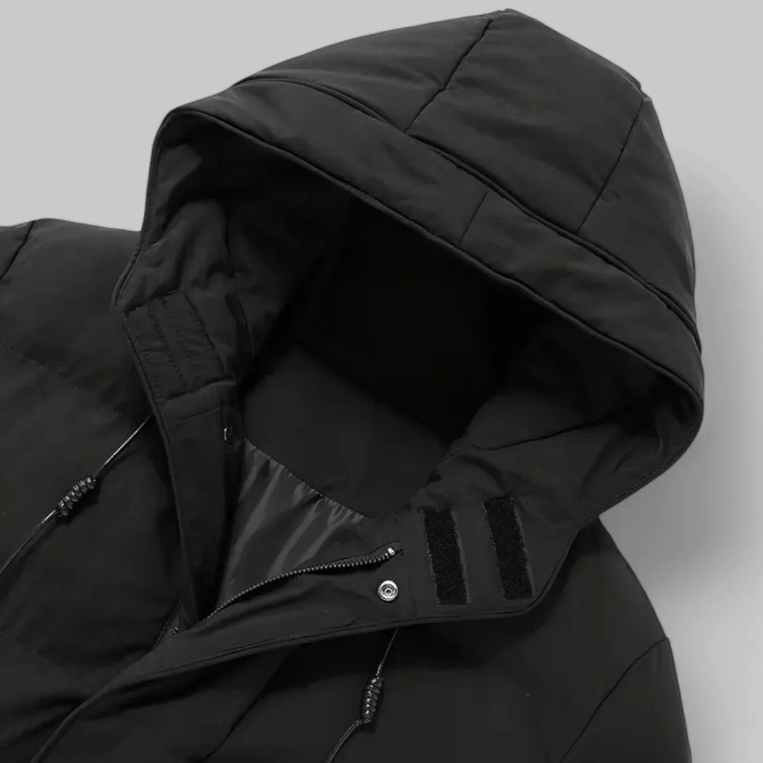 Parka longue matelassée pour homme | Manteau d'hiver isolé à capuche pour temps froid