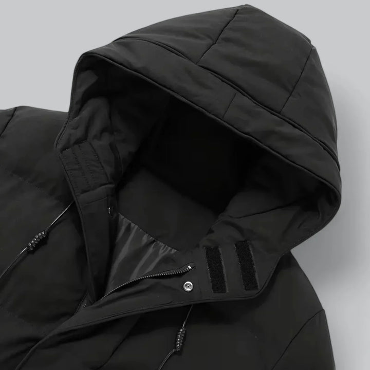 Parka longue matelassée pour homme | Manteau d'hiver isolé à capuche pour temps froid