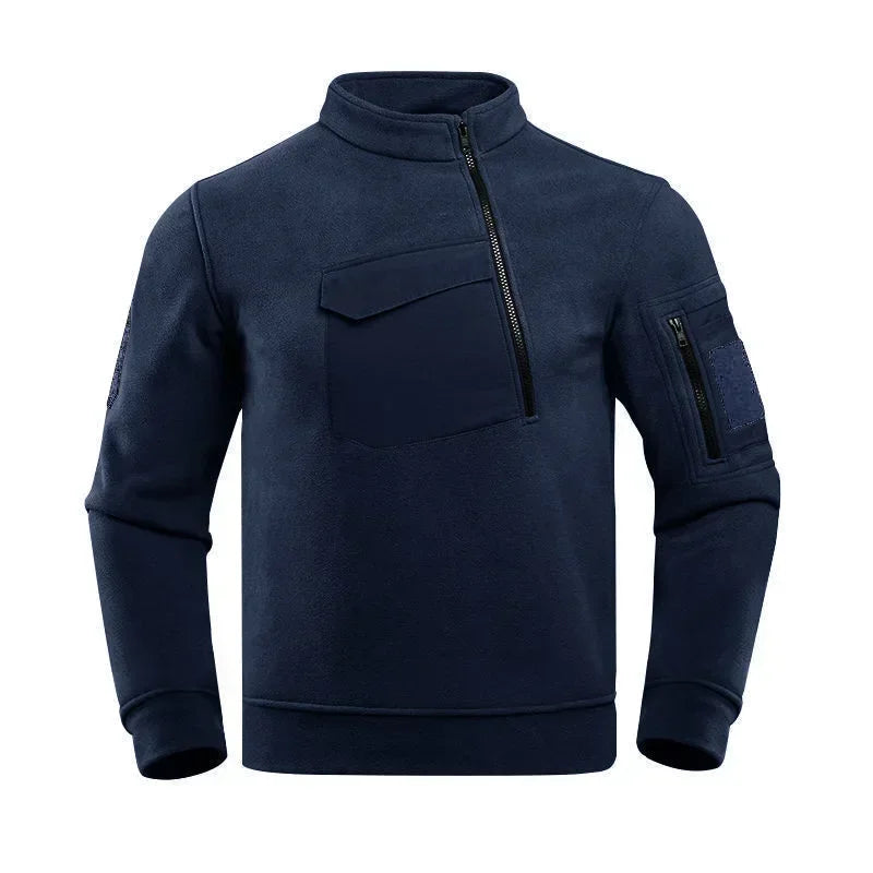 Men’s Tactical Pullover Sweatshirt | Asymmetrical Zip & Utility Pockets | Midweight Streetwear