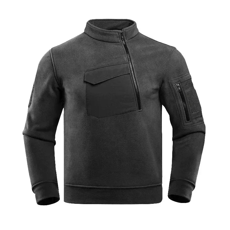 Men’s Tactical Pullover Sweatshirt | Asymmetrical Zip & Utility Pockets | Midweight Streetwear