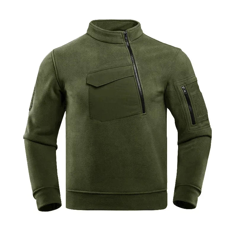 Men’s Tactical Pullover Sweatshirt | Asymmetrical Zip & Utility Pockets | Midweight Streetwear