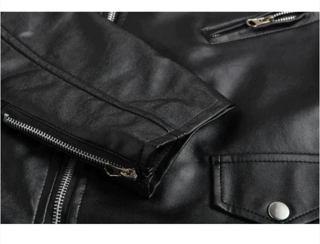 Men’s Biker Leather Jacket | Classic Moto Style | Zip Pockets & Belted Waist