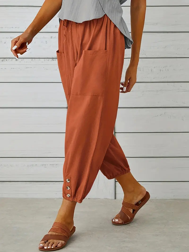 Women's Cropped Jogger Pants | Lightweight Elastic Waist | Casual Summer Lounge Pants