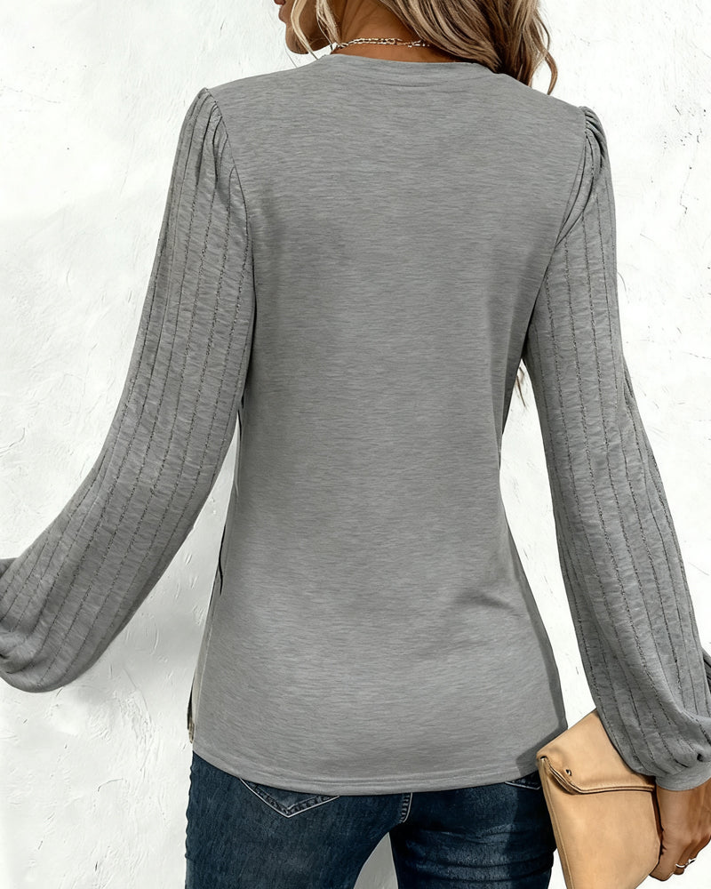 Briavine - Elegant Striped Blouse with Puffed Lantern Sleeves