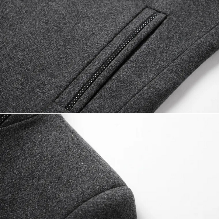 Men’s Stand Collar Wool-Blend Coat | Button-Up Dress Jacket | Midweight Fall Outerwear