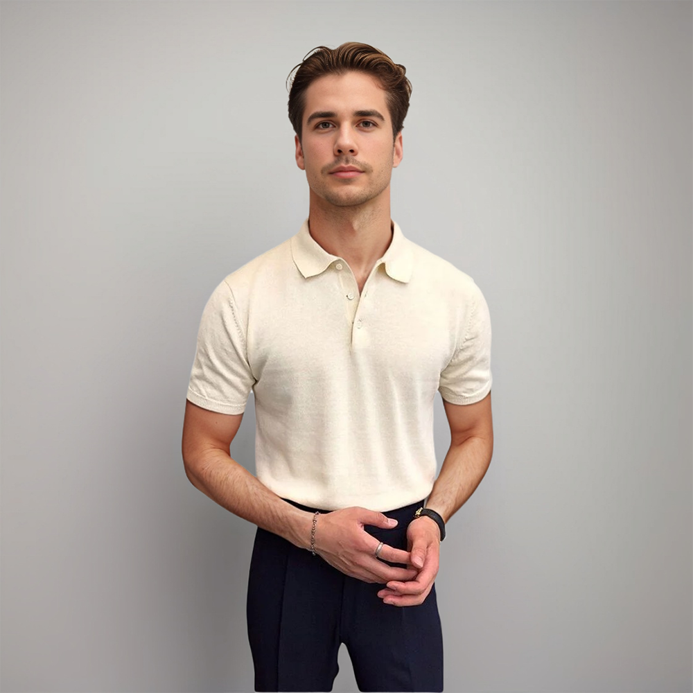 Knit Button Polo Shirt | Soft Touch Fabric with Classic Collar