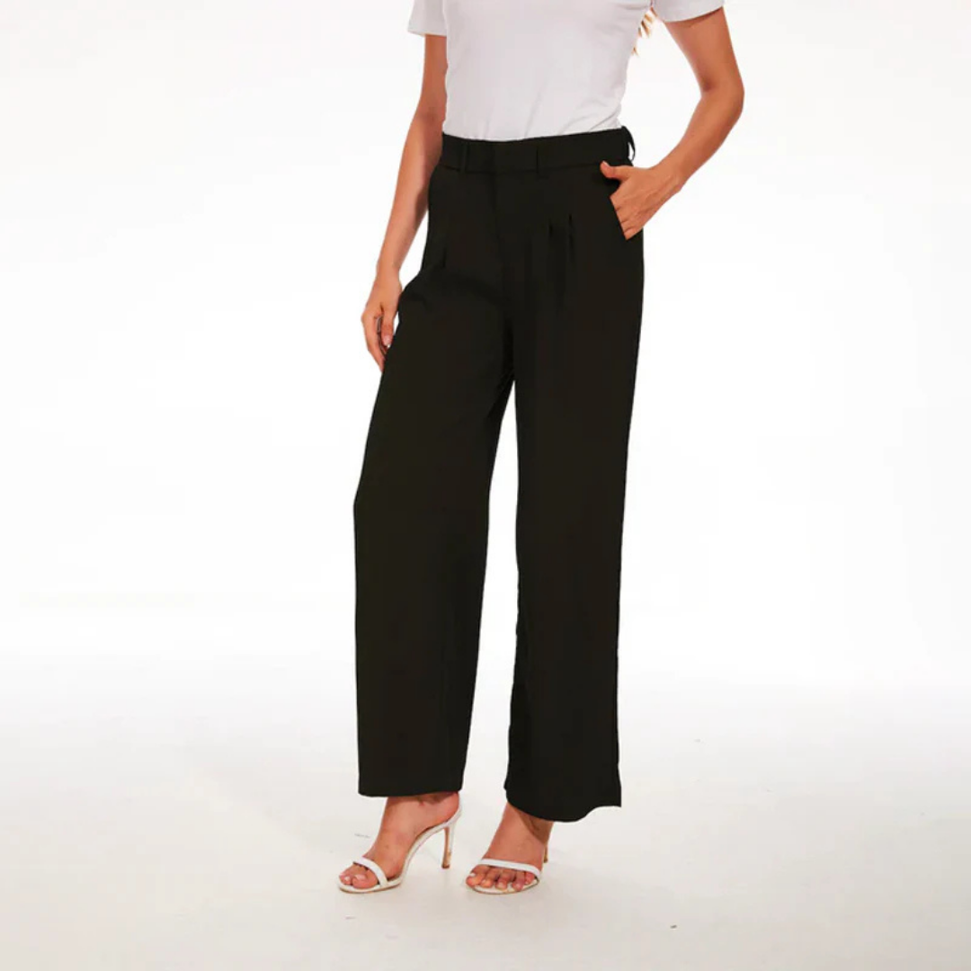 High-Waisted Wide-Leg Trousers | Pleated Front | Tailored Office Pants