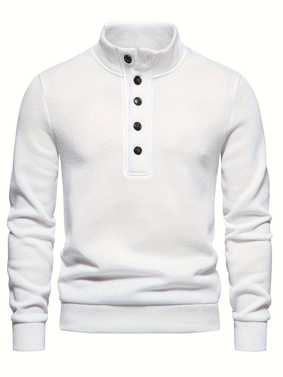 Men’s Button Mock Neck Sweater | Textured Knit Pullover | Cold Weather Casual Essential