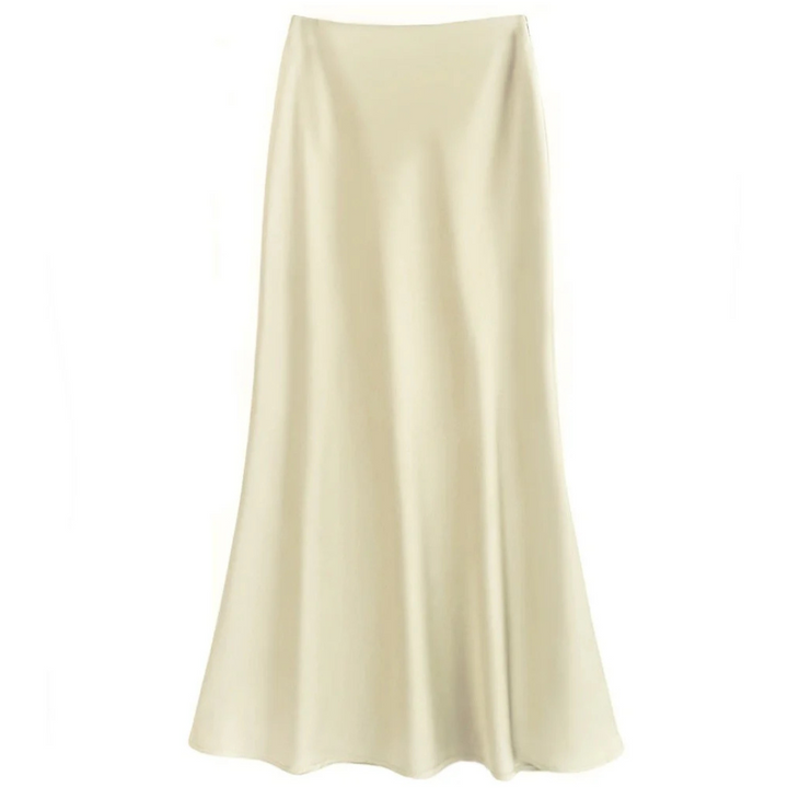 Satin Midi Skirt | Bias-Cut Flow | High-Waist Slip-On Design