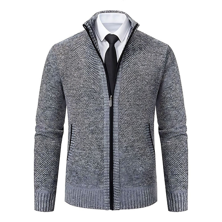 Men’s Full Zip Knit Jacket | Ribbed Trim | Lightweight Layer