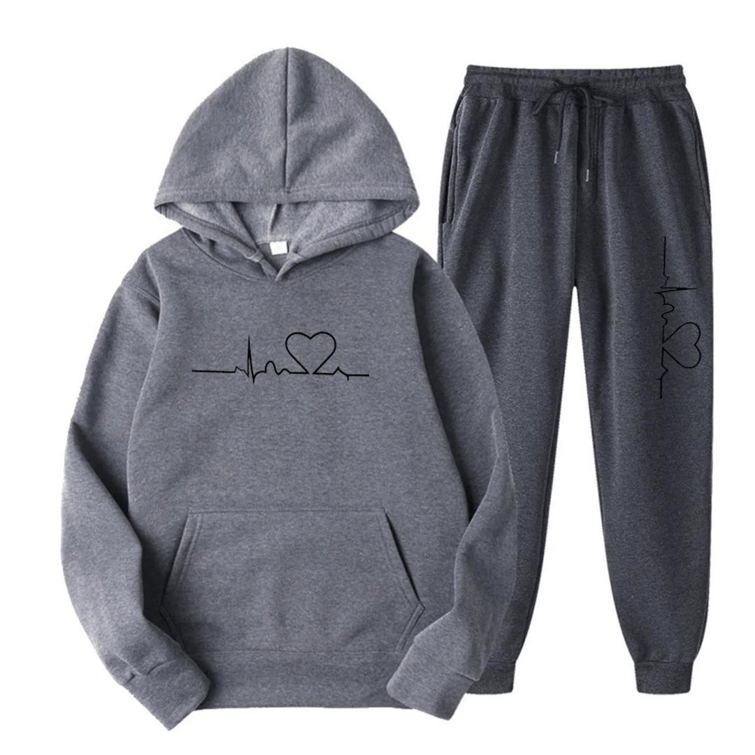 Relaxed Heartbeat Hoodie & Jogger Set | Soft Cotton Blend | Everyday Comfort