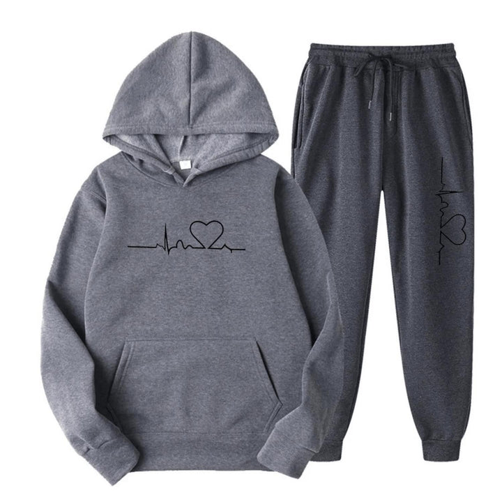 Relaxed Heartbeat Hoodie & Jogger Set | Soft Cotton Blend | Everyday Comfort