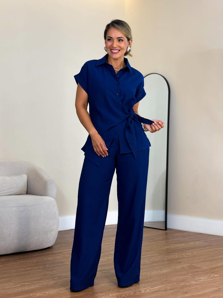 Clarinda - Elegant Set with Knotted Front and Short Sleeves