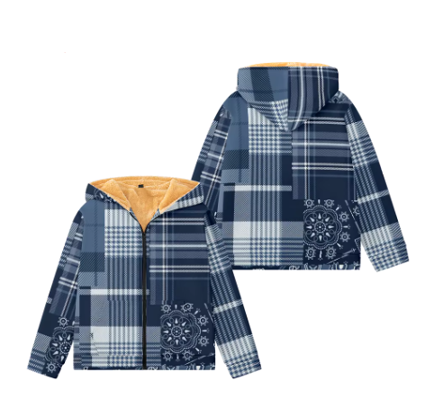 Men’s Sherpa-Lined Hoodie Jacket | Patterned Outerwear | Warm Zip-Up