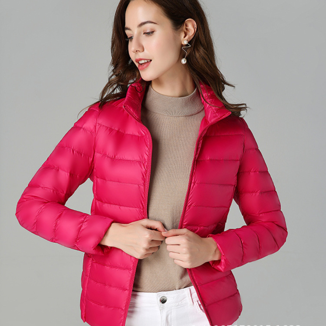 Rhoselle - Ultralight Down Jacket with Sophisticated Pleats