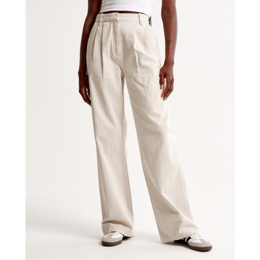 Wide-Leg Pleated Trousers | High-Rise Tailored Fit | Spring Workwear
