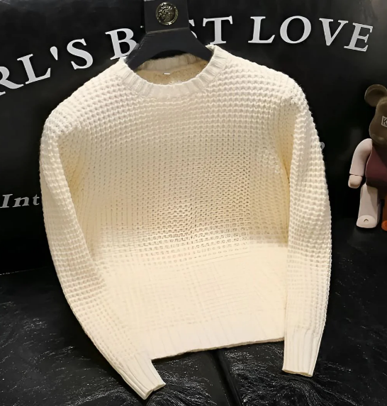 Men’s Textured Knit Crewneck Sweater | Midweight Casual Pullover | Fall Layer Canada