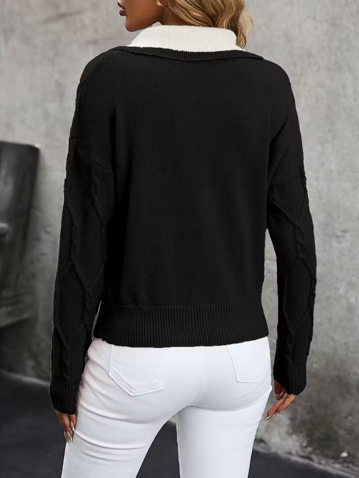 Ferina - Knitted turtleneck sweater with textured pattern and elegant finish