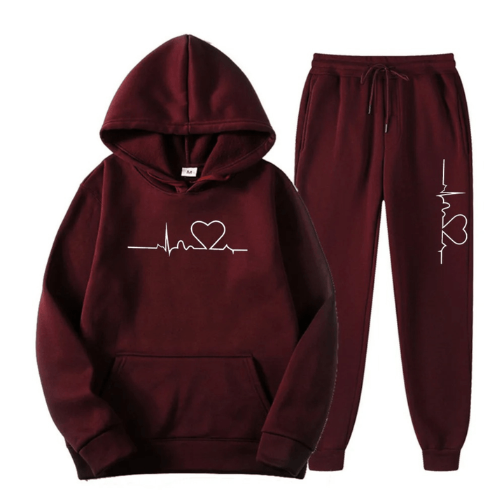 Relaxed Heartbeat Hoodie & Jogger Set | Soft Cotton Blend | Everyday Comfort