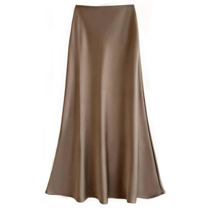 Satin Midi Skirt | Bias-Cut Flow | High-Waist Slip-On Design