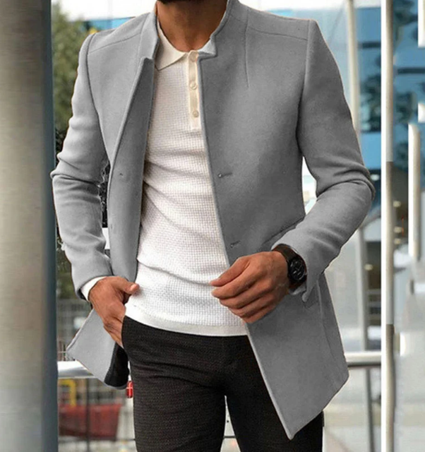 Men’s Slim Open Blazer | Collarless Suit Jacket for Casual & Formal Styling