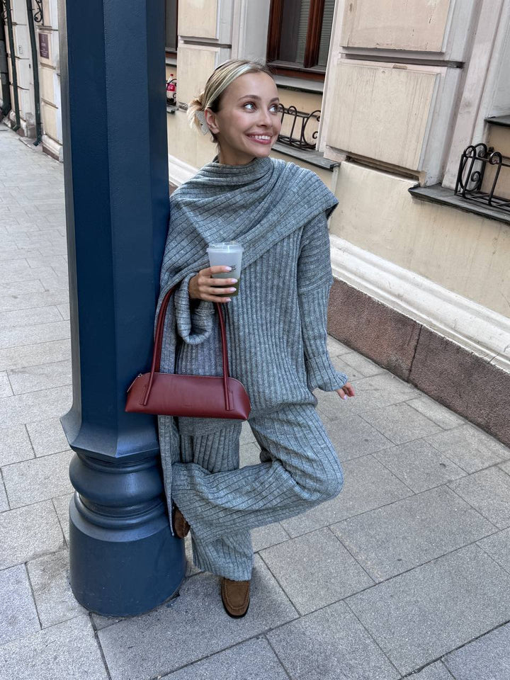 Jeannie - Burgundy set with sweater and wide leg pants
