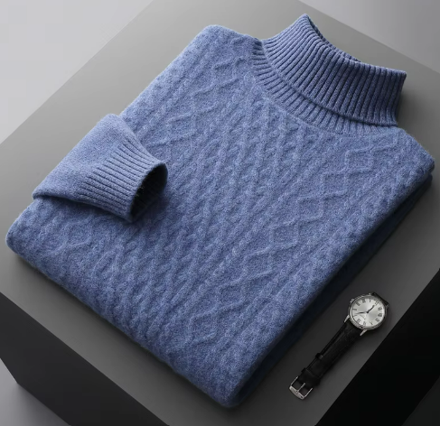 Men’s Textured Knit Mock Neck Sweater | Soft Wool Blend | Everyday Layer