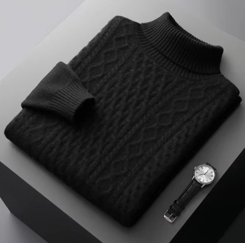 Men’s Textured Knit Mock Neck Sweater | Soft Wool Blend | Everyday Layer