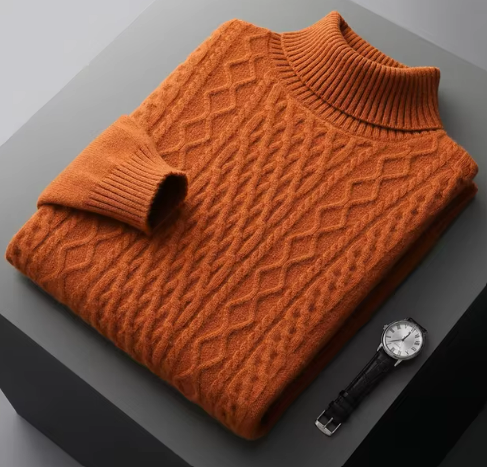 Men’s Textured Knit Mock Neck Sweater | Soft Wool Blend | Everyday Layer