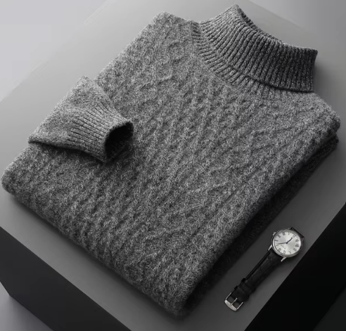 Men’s Textured Knit Mock Neck Sweater | Soft Wool Blend | Everyday Layer