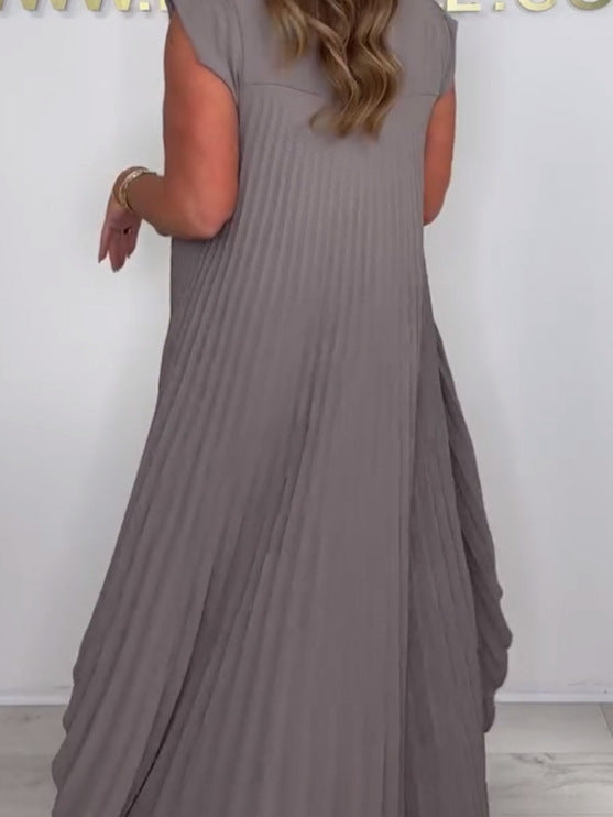 Nelia - Casual Set with Short Sleeve Midi Top and Elastic Waist Pants