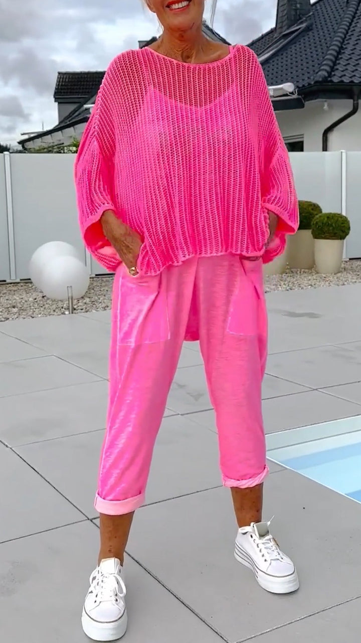 Seraphira - Casual jumpsuit with monogram print and openwork blouse