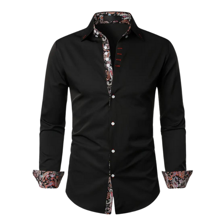 Men’s Dress Shirt | Slim Fit Button-Down | Contrast Paisley Trim