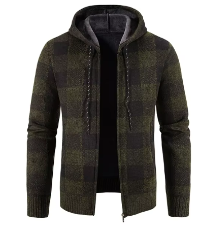 Men’s Fleece-Lined Plaid Hoodie | Full Zip Jacket | Warm Casual Fall Layer