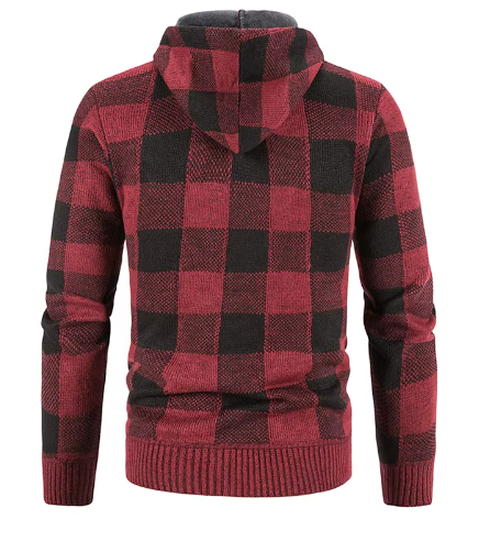 Men’s Fleece-Lined Plaid Hoodie | Full Zip Jacket | Warm Casual Fall Layer