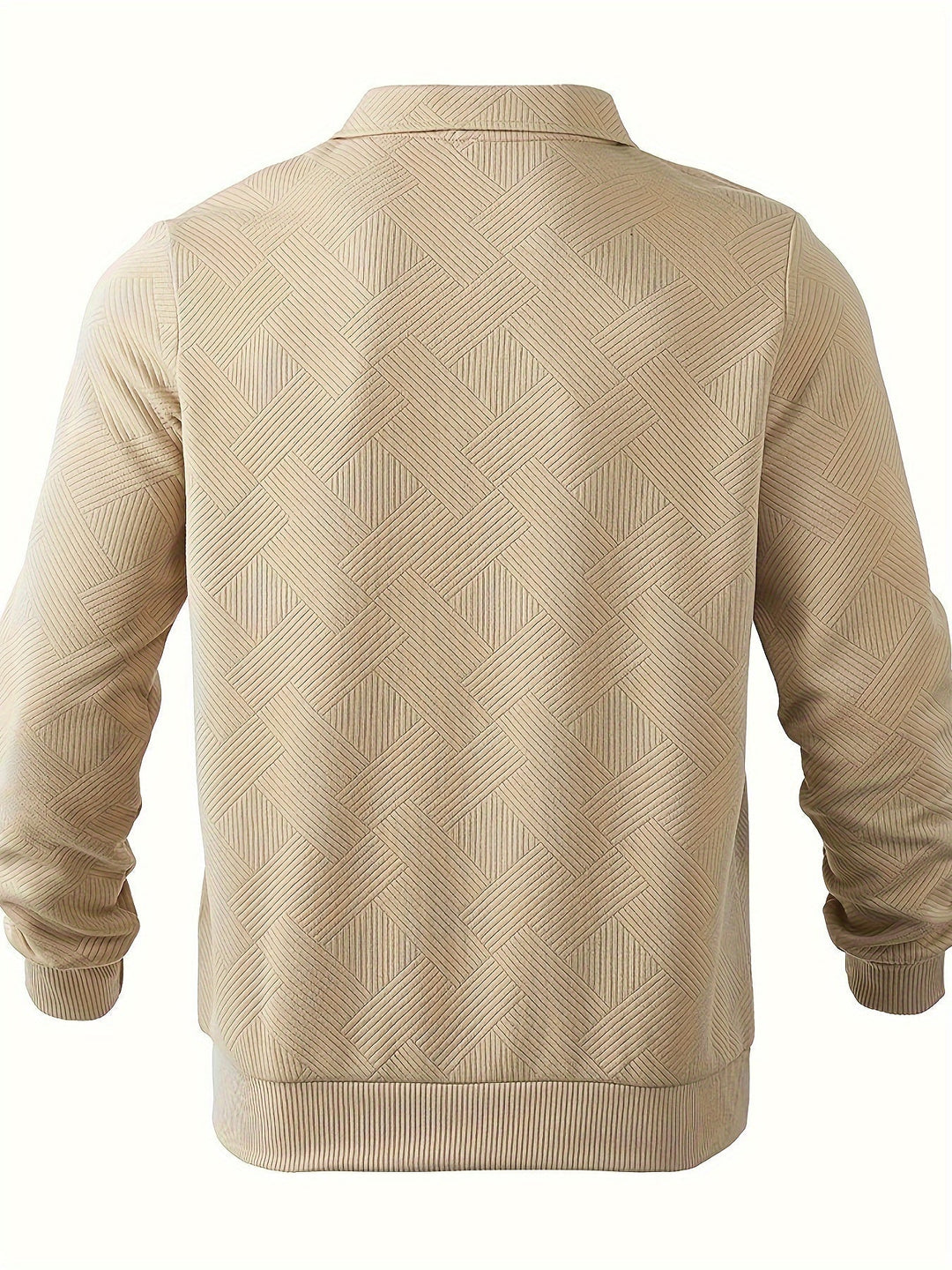 Men’s Quarter-Zip Jacquard Sweater | Textured Pullover with Collar