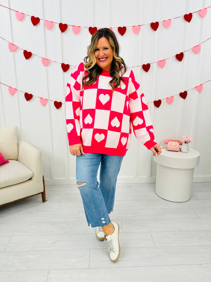 Ottilie - Valentine's Day Sweater with Checkered Hearts