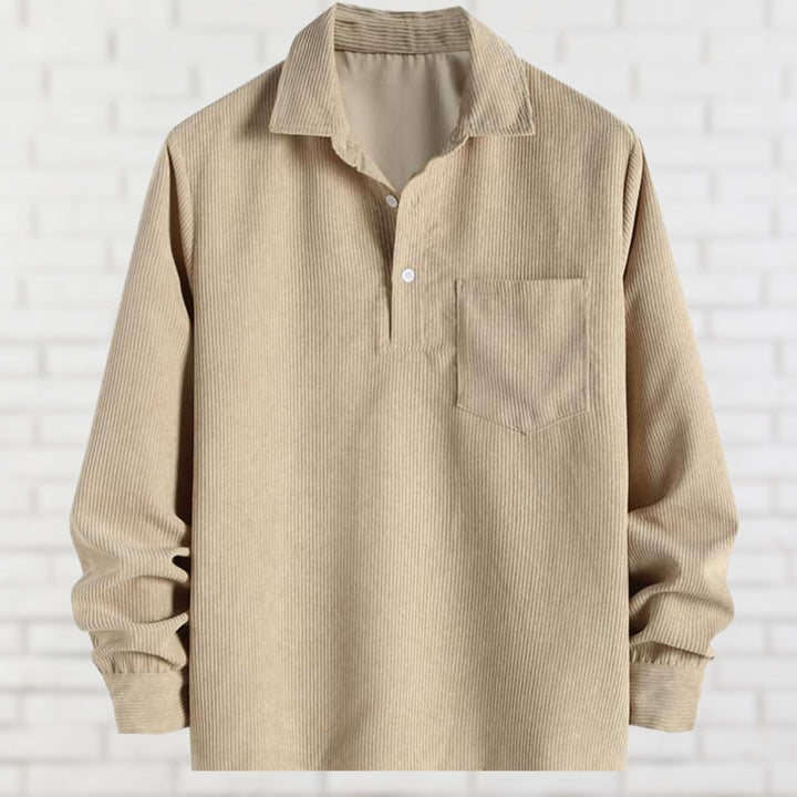 Men’s Corduroy Popover Shirt | Soft Textured Pullover | Relaxed Smart Casual Layer