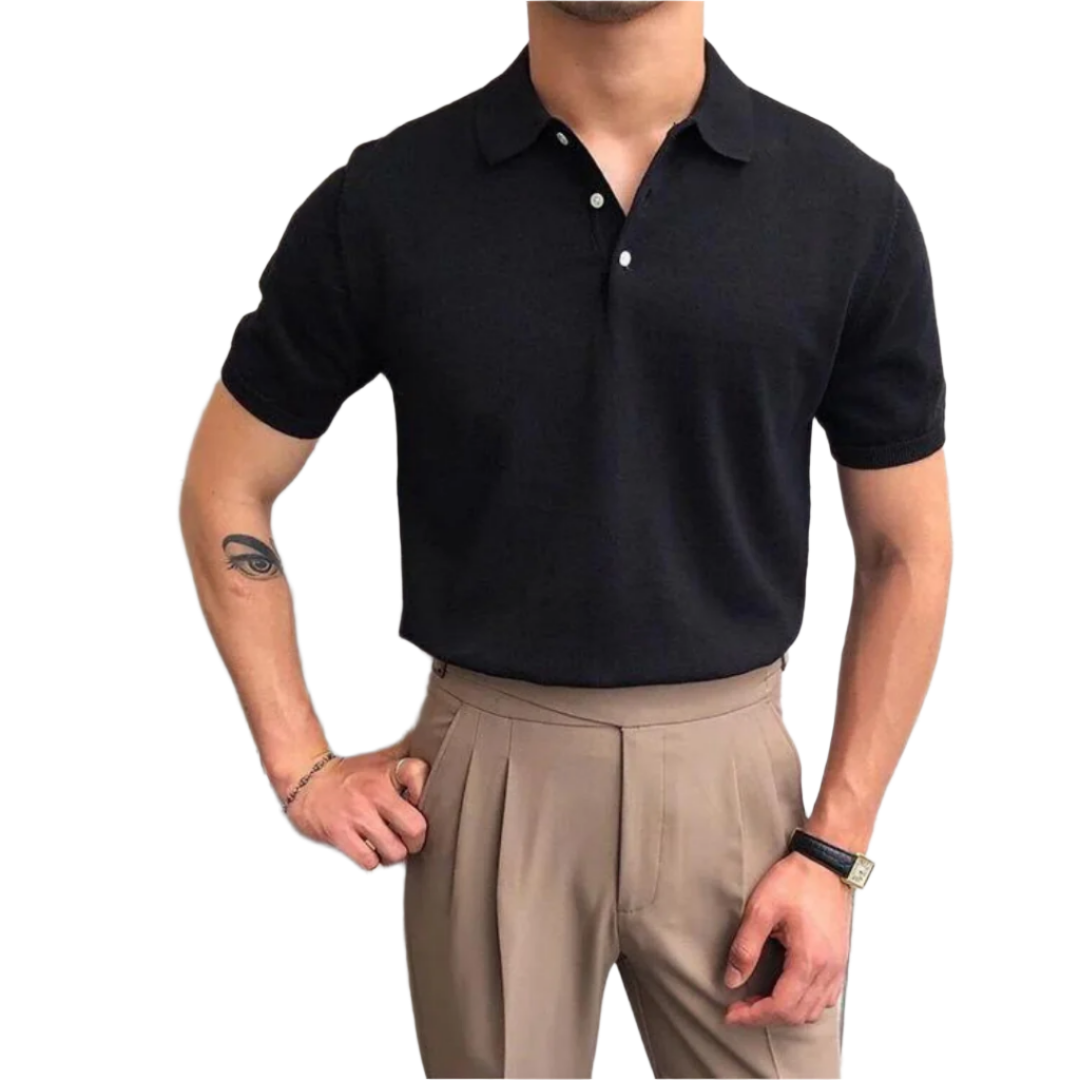 Men’s Knit Polo Shirt | Soft Touch Texture | Tailored Short-Sleeve Fit
