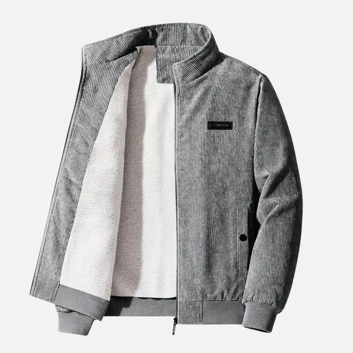Veste en velours côtelé doublée polaire | Style bomber zippé | Vêtement d'extérieur chaud et décontracté