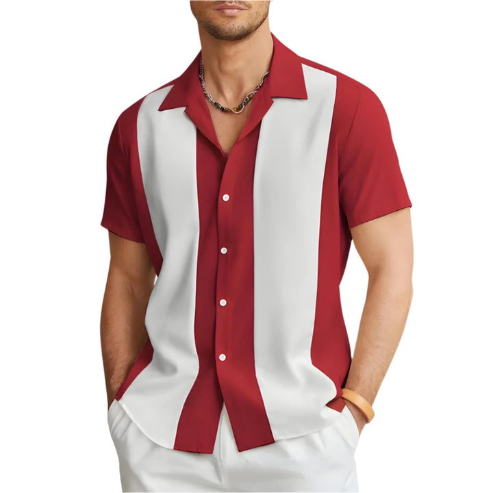 Men’s Cuban Collar Short Sleeve Shirt | Colour Block Button-Down | Casual Summer Top Canada