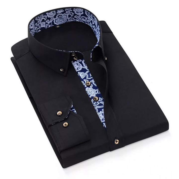 Men’s Dress Shirt with Contrast Paisley Detail | Smart Casual Button-Up