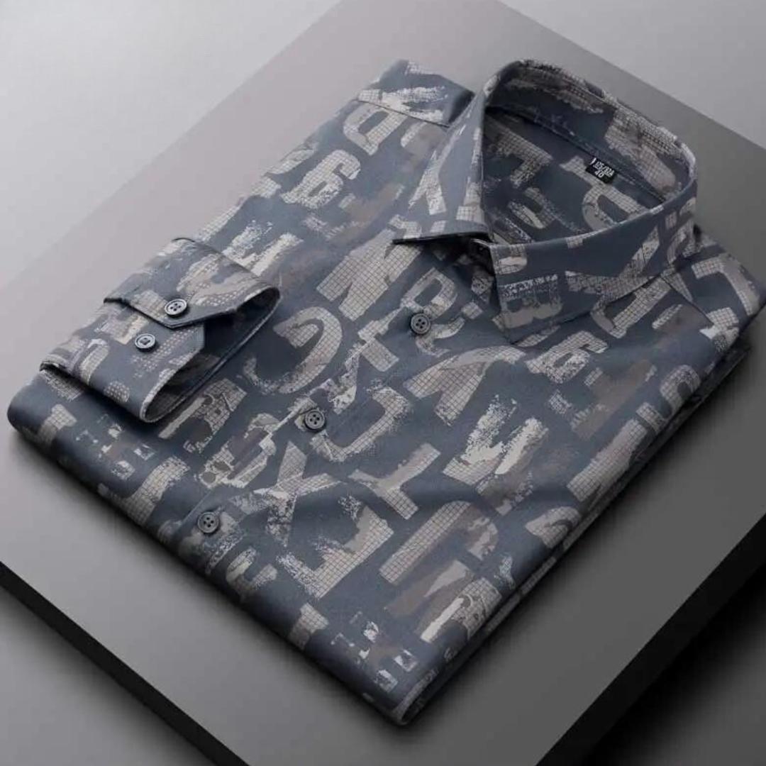 Men’s Printed Dress Shirt | Slim Fit Button-Down | Modern Casual Office Wear