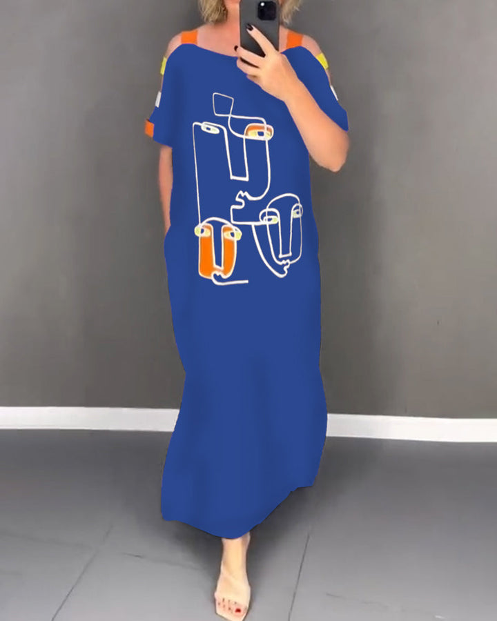 Primina - Off-the-shoulder dress with cutout print and slit